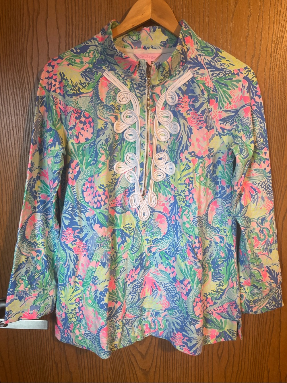 Lilly Pulitzer Skippy Popover 1/2 Zip-Up Pullover - White Soutache Detail
